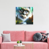 Bigfoot, Mountains, River and Forest Canvas Afdruk (Insitu (Woonkamer))