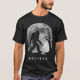 Bigfoot Night Volle Maan Ik geloof Sasquatch T-shirt