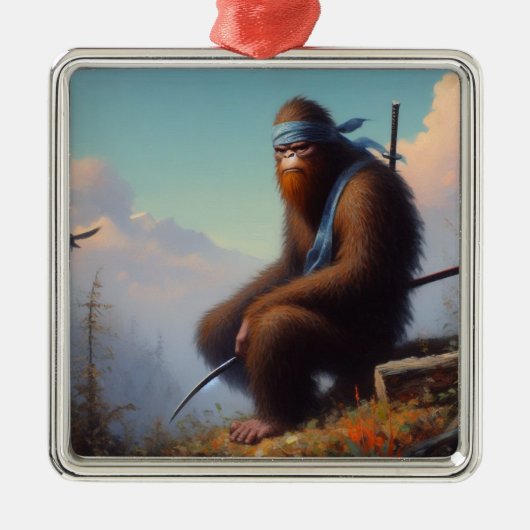 Bigfoot Ninja Metalen Ornament (Voorkant)