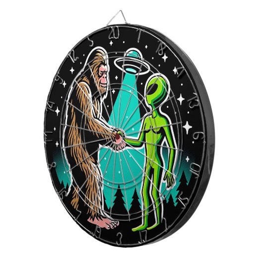 Bigfoot ontmoet buitenaards wezen dartbord (Voorkant Rechts)