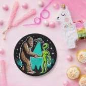 Bigfoot ontmoet buitenaards wezen papieren bordje (Feest)