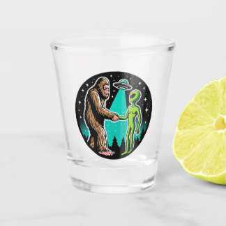 Bigfoot ontmoet buitenaards wezen shot glas
