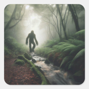 Bigfoot Ontmoeting in de mist Vierkante Sticker