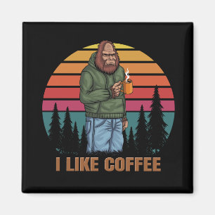 Bigfoot ontspannende drink koffie retro magneet