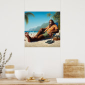 Bigfoot Op het strand Poster (Keuken)
