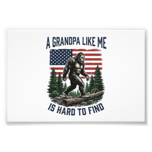 Bigfoot Opa Vintage Amerikaanse Vlag Shirt Ontwerp Foto Afdruk