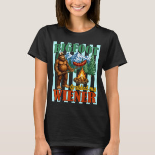 Bigfoot pakte worst grappige sasquatch grap joke m t-shirt