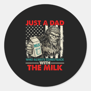 Bigfoot papa met de melk grappige vaderdag ronde sticker