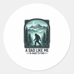 Bigfoot Papa Vintage Gravure Grappige Vader T-shir Ronde Sticker