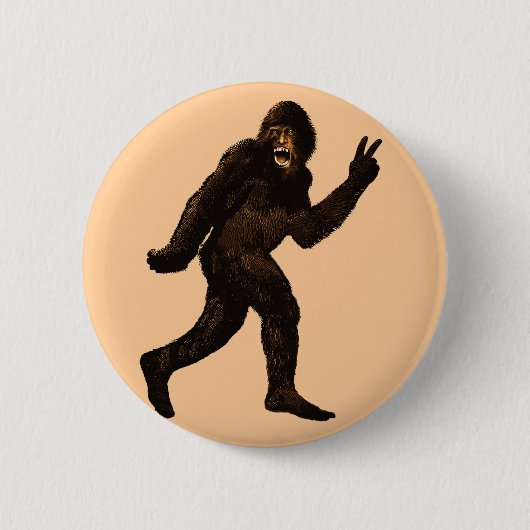 Bigfoot Peace Sign Ronde Button 5,7 Cm (Voorkant)