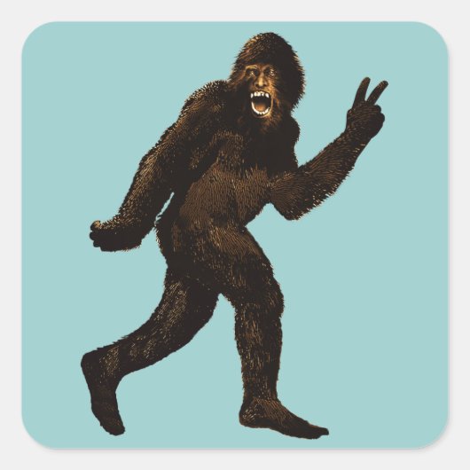 Bigfoot Peace Sign Vierkante Sticker (Voorkant)