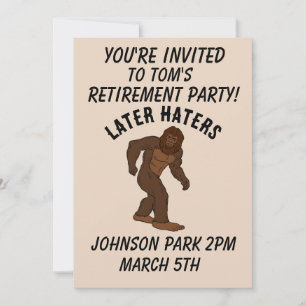 BIGFOOT PENSIONERING PARTY AANGEPASTE UITNODIGINGE KAART