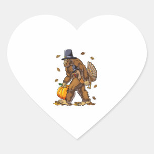 Bigfoot Pilgrim Turkey Pumpkin Thanksgiving Day Bo Hart Sticker