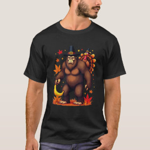 Bigfoot Pilgrim Turkije Banaan Ornament Grappig Da T-shirt
