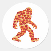 Bigfoot Pizza Ronde Sticker (Voorkant)