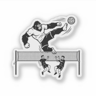 Bigfoot playing Sepak Takraw Sticker