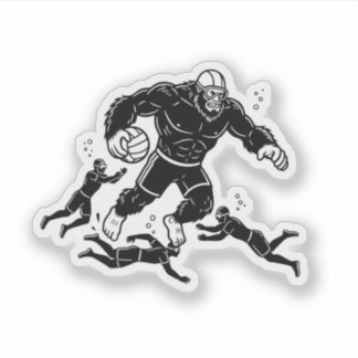 Bigfoot playing Underwater Rugby Sticker