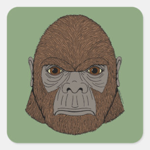 Bigfoot portret 1 (ape-achtig) vierkante sticker