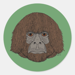 Bigfoot portret 2 (mensachtig) ronde sticker