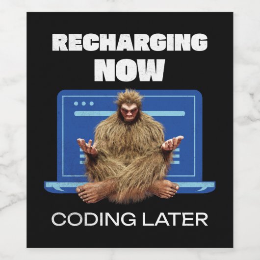 BigFoot Programmer Coder Software Developer Wijn Etiket (Enkel label)