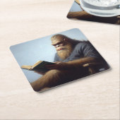 Bigfoot Reading Vierkante Kartonnen Onderzetter (Schuin)