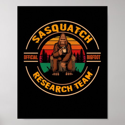 Bigfoot Research Team Retro  Sasquatch Poster (Voorkant)