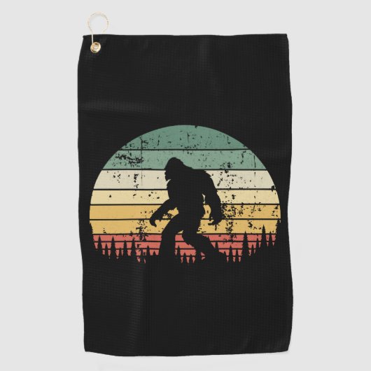 Bigfoot Retro Sunset Gift Golfhanddoek (Voorkant)