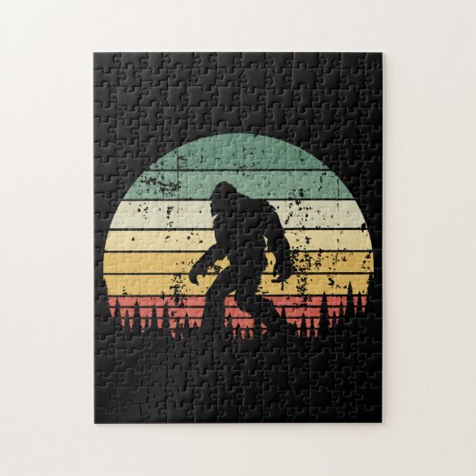 Bigfoot Retro Sunset Gift Legpuzzel (Verticaal)