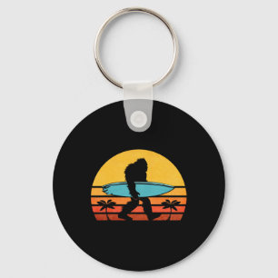 Bigfoot Retro Surfen, Tropische Sasquatch Surfer Sleutelhanger