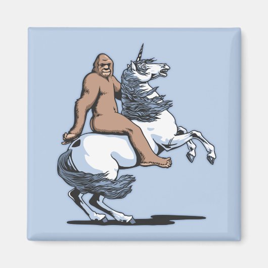 Bigfoot Riding a Unicorn Magneet (Voorkant)