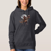 Bigfoot Riding Dinosaur Funny Sasquatch Volle Maan Hoodie (Voorkant)