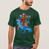 Bigfoot Riding Dinosaur T-rex 4 juli T-shirt (Voorkant)