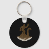 Bigfoot Riding Loch Ness Monster Funny Sasquatch Sleutelhanger (Voorkant)