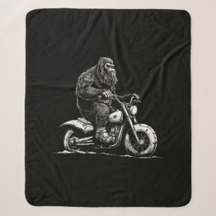 Bigfoot Rijden op een motorfiets Funny Sasquatch M Sherpa Deken