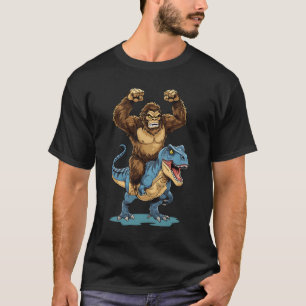 Bigfoot rijdt op Dinosaurus T Rex Grappige Mannen T-shirt