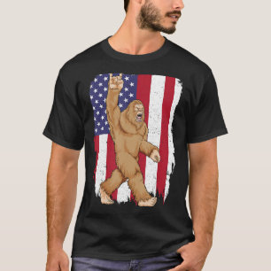 Bigfoot Rock and Roll Amerikaanse vlag Sasquatch T-shirt