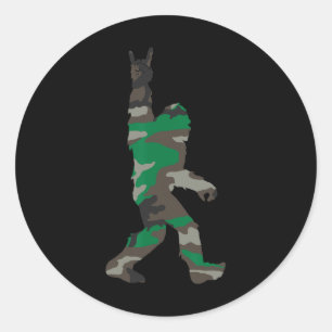 Bigfoot Rock and Roll Sinaasappel Camo Hunting Saf Ronde Sticker
