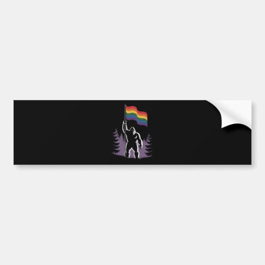 Bigfoot Rock on LGBTQ Progressive New Pride Flag Bumpersticker (Voorkant)