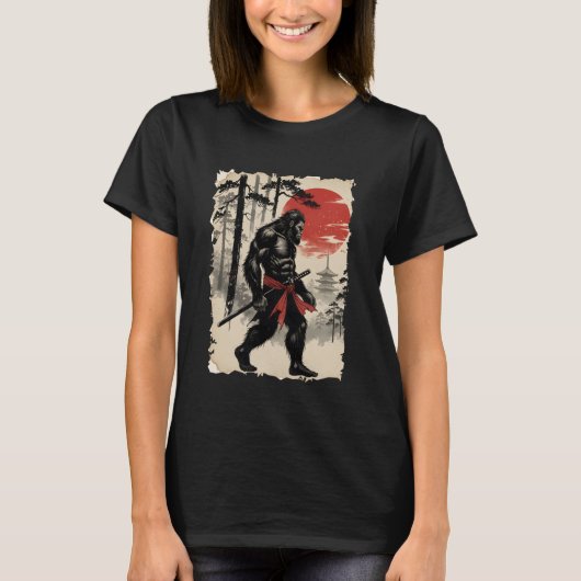 Bigfoot Samurai Warrior Anime Japanese Art Samurai T-shirt (Voorkant)
