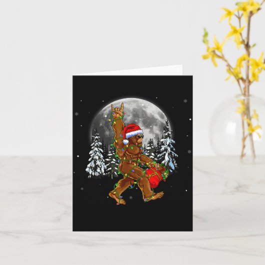 Bigfoot Santa Christmas Tree Lights Funny Xmas Sas Kaart (Gele Bloem)