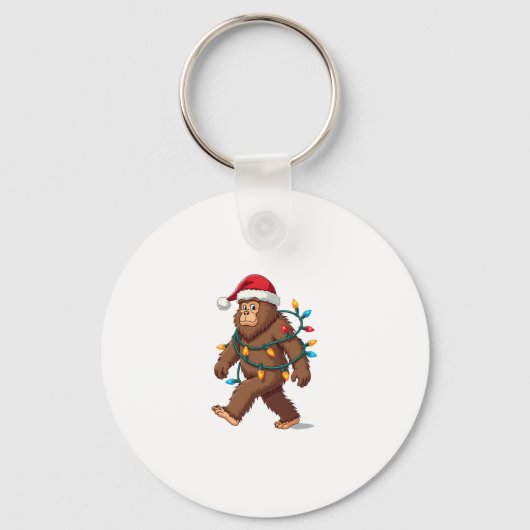 Bigfoot Santa Christmas Tree Lights Xmas Boys Men Sleutelhanger (Voorkant)