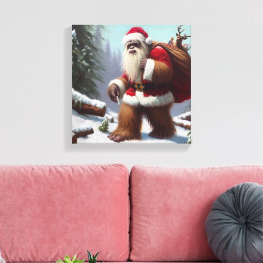 Bigfoot Santa Claus Canvas Afdruk (Insitu (Woonkamer))