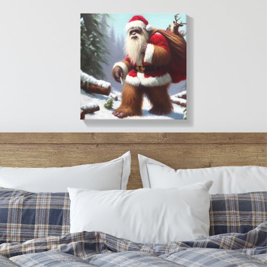 Bigfoot Santa Claus Canvas Afdruk (Insitu (Slaapkamer))