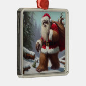 Bigfoot Santa Claus Metalen Ornament (Rechts)