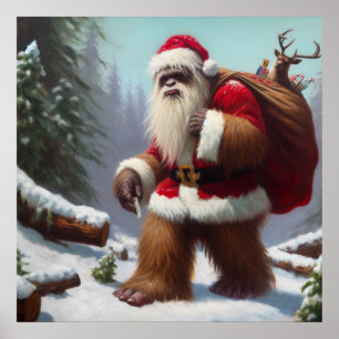 Bigfoot Santa Claus Poster