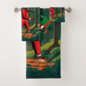 Bigfoot Santa Claus zak van geschenken Bad Handdoek (Insitu)