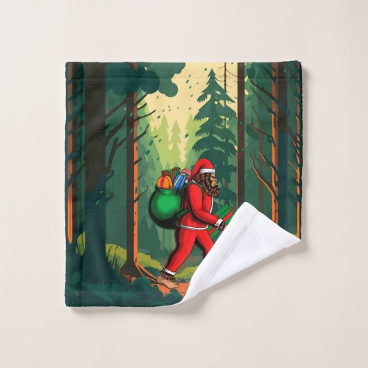 Bigfoot Santa Claus zak van geschenken Bad Handdoek (Wasdoekje)