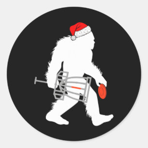 Bigfoot Santa Disk Golf met kerstschijven Golfer Ronde Sticker