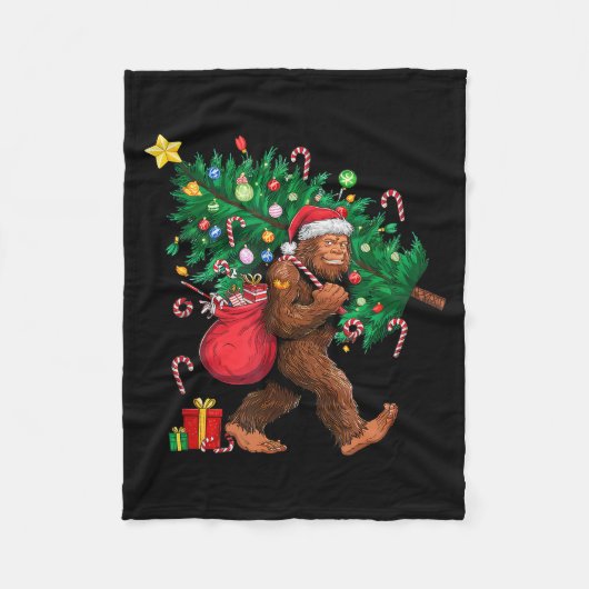 Bigfoot Santa Most Wonderful Christmas Tree Lights Fleece Deken (Voorkant)