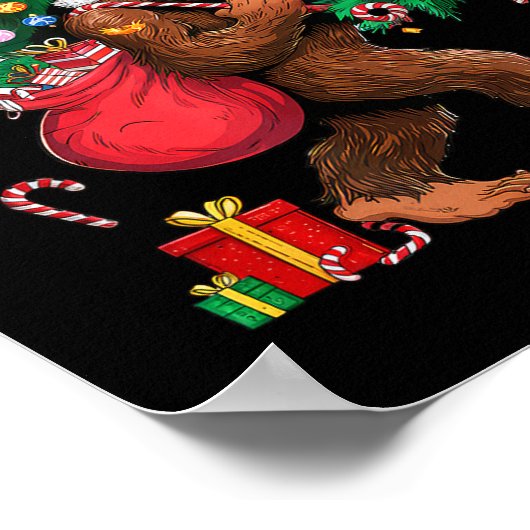 Bigfoot Santa Most Wonderful Christmas Tree Lights Poster (Hoek)